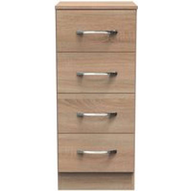 Hampshire 4 Drawer Tall Bedside (Ready Assembled) - Light Oak - One Size