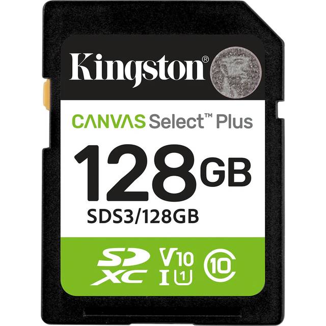 Kingston Canvas Select Plus - Flash-minneskort - 128 GB - Video Class V10 / UHS-I U1 / Class10 - SDXC UHS-I