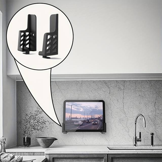 TEMU Universal Tablet Wall Mount Fit For Iphone/ Tablet/ipad/ /ebook Fixed By Adhesive Or Screw Bedside Phone Charging Wall Mount With Cable Management Storage