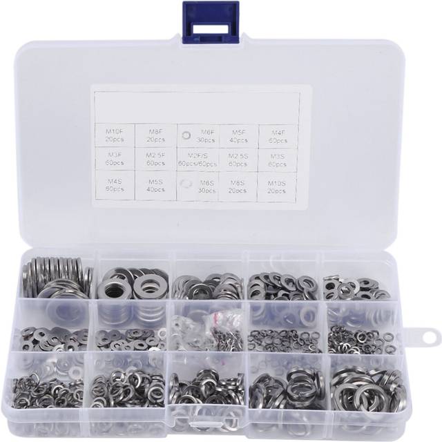 304 Stainless Steel Flat Washer and Lock Assortment Set(700 Pieces, 8 Sizes) - M2 M2.5 M3 M5 M6 M8 M10