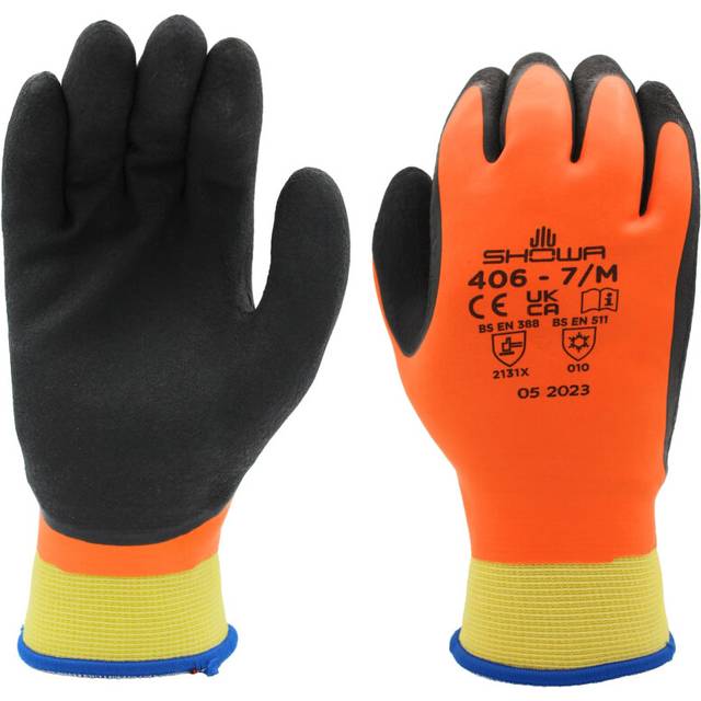 SHOWA 406 Latex Rubber Insulated Winter Work Glove with Acrylic/Nylon Liner  Large (Pack of 12 Pair)