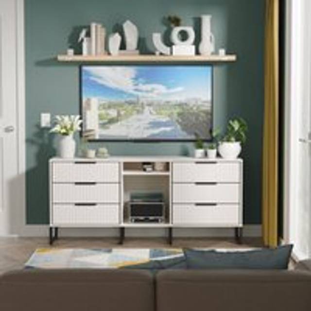 Fluted 6 Drawer Sideboard in Kashmir Matt - Ready Assembled - Lewis's Home | TJ Hughes