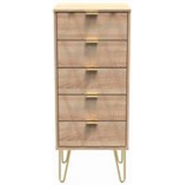 Dallas 5 Drawer Tall Bedside (Ready Assembled) - Light Oak - One Size