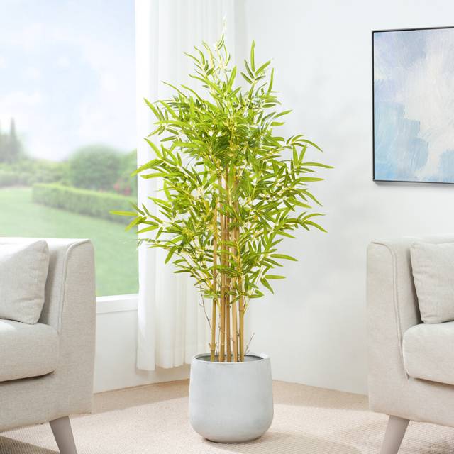 Mcc Direct - Decorative Artificial Bamboo Tree with Plastic Planter and Artificial Moss 120cm