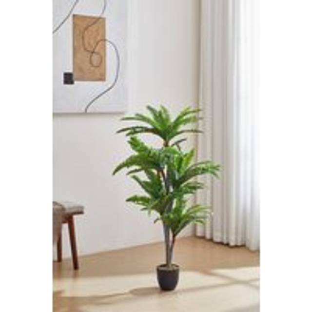 H&O Direct 135cm Artificial Five Tree Crown Persian Grass Decorative Plant in Green