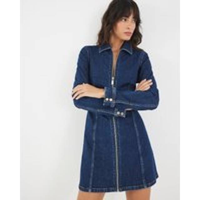 River Island Womens Blue Denim Long Sleeve Zip Front Mini Dress - 22