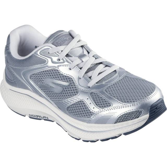 (Grey, 5 (Adults')) Skechers GO RUN Consistent 2.0 Volt Leather Women's Grey/Silver Trainers