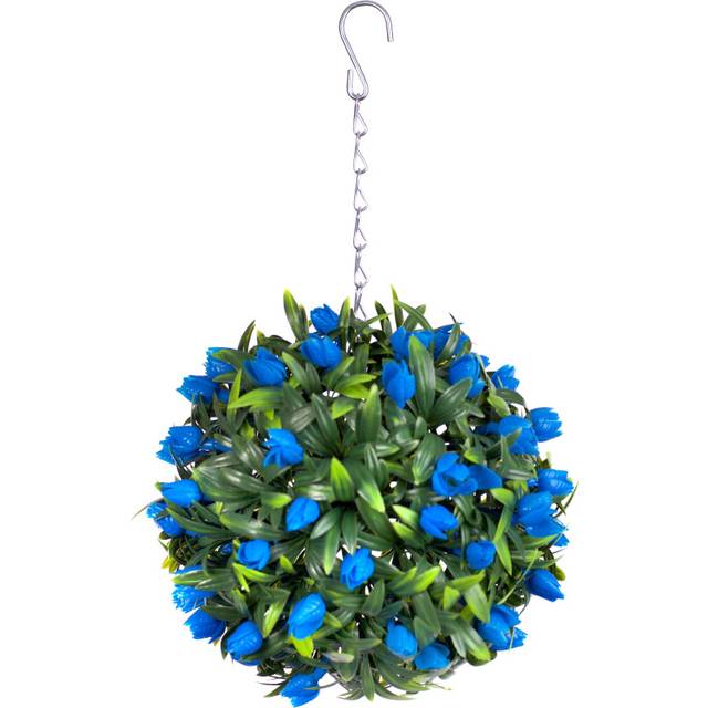 Pair of Best Artificial 24cm Blue Tulip Hanging Basket Flower Ball
