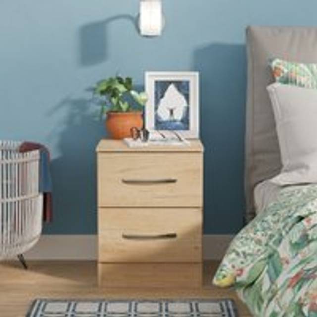 Hampshire 2 Drawer Bedside Cabinet (Ready Assembled) - Light Oak - One Size