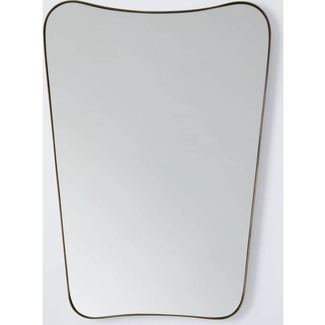 John Lewis Mid-Century Curved Metal Frame Wall Mirror, 70 x 50cm, Antique Brass