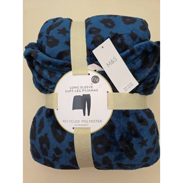 Ladies marks & spencer animal print fleece pyjamas size uk m