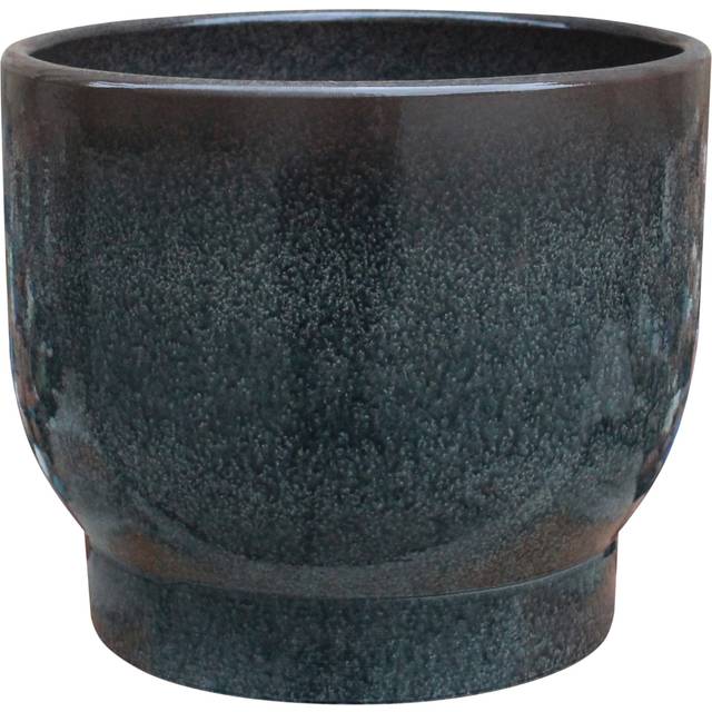 Verve Zen Black Clay Plant Pot (Dia) 23Cm, (H)19Cm - One Size
