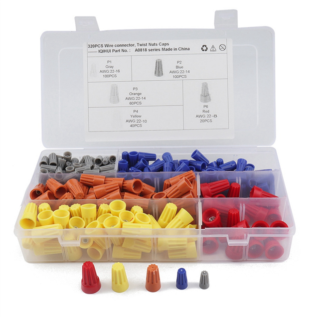320Pcs Set Crimp Cap Screw Terminal/Wire Connector/Cap Terminal Closed