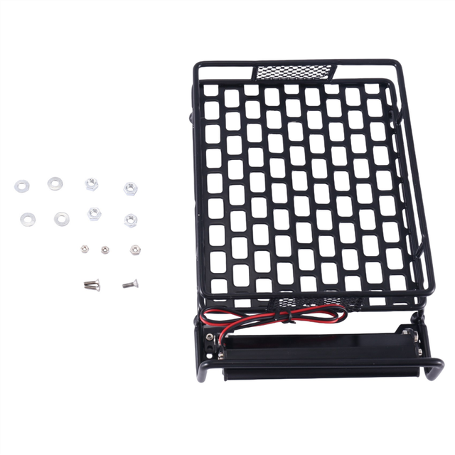 Metal 170X110Mm Luggage Carrier Roof Rack with LED Lights for CC01 CR01 D90 Axial SCX10 1/10 RC Crawler Car