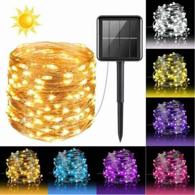 (20M 200LED) LED Outdoor String lights Copper Wire Fairy Christmas Garden Solar Warm Light 8 Modes