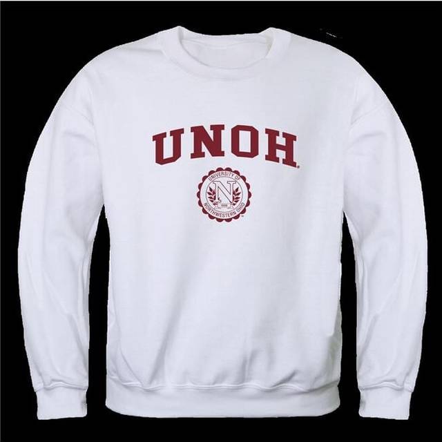 W Republic 568-561-WHT-02 University of Northwestern Ohio Racers Seal Crewneck Sweatshirt, White - Medium