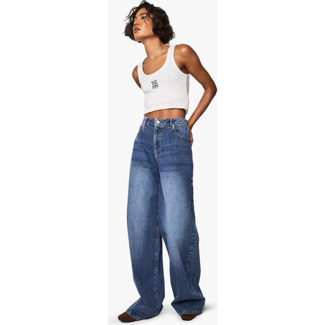 Womens Tall Basic Super Wide Leg Jean - Grey - 12/36L