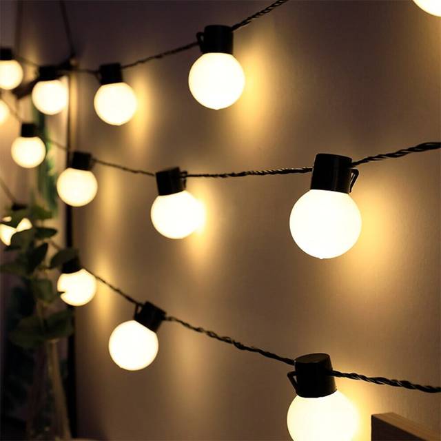 Outdoor Holiday Lights Solar 5cm Big Ball String Light 5m-20LEDs 3.5m-10LEDs Fairy Bulb Lights Patio Wedding Christmas Garden Holiday Decoration Lamp