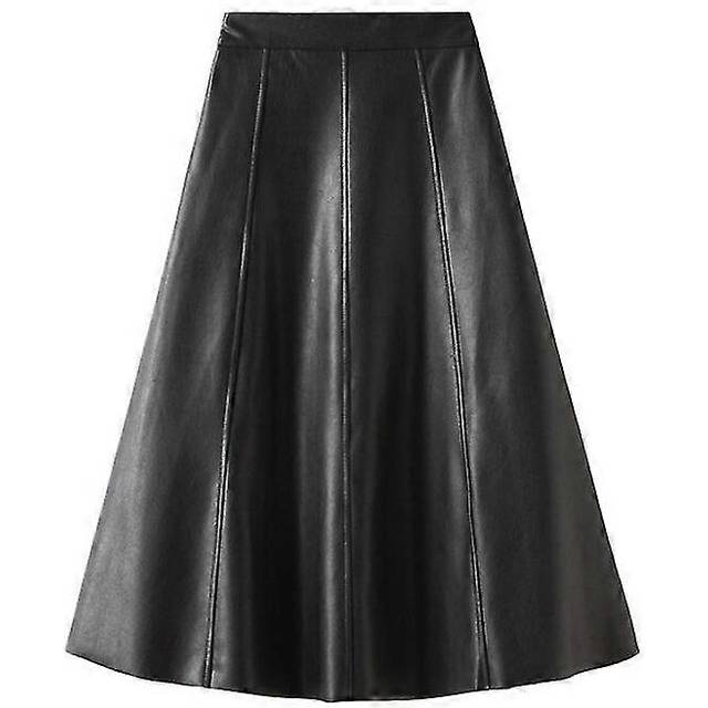 (L, One size) Vintage Leather Skirt Autumn And Winter High Waist Temperament Half Skirt For Women