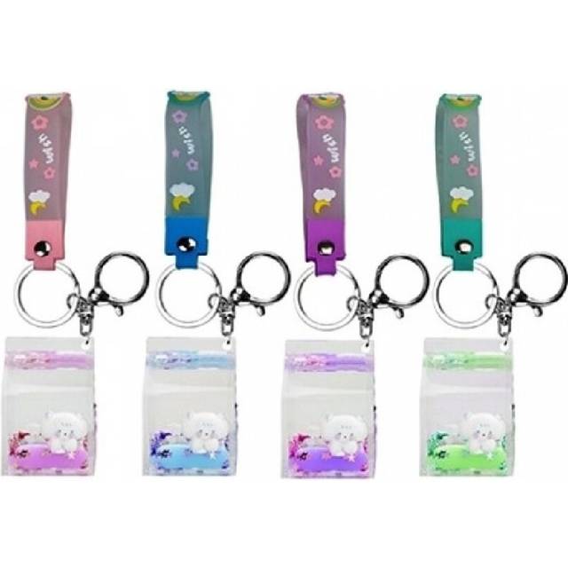 Adorable Liquid Filled Acrylic Charm Keyring Milk Bottle Design