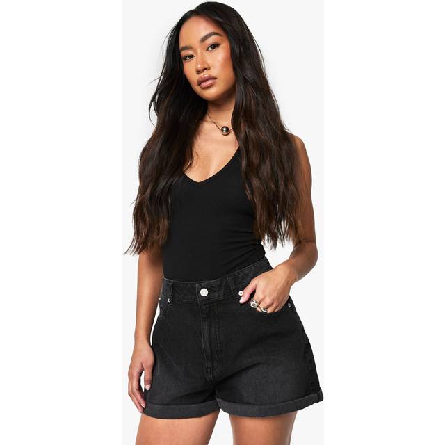 Womens Denim Mom Short - Black - 10