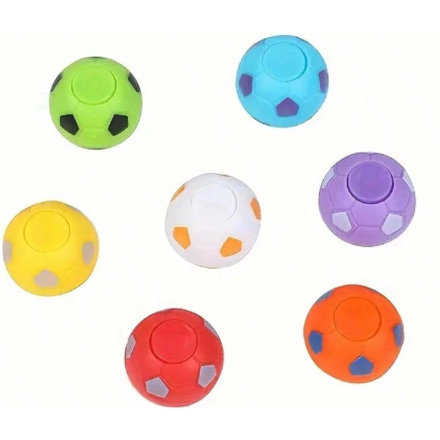 SHEIN 5/10/15/20/25/30Pcs Random Color Fidget Spinners Soccer Ball Toys Football Party Favors Goodie Bag Stuffers Finger Rotatable Soccer Stress Relief Ball