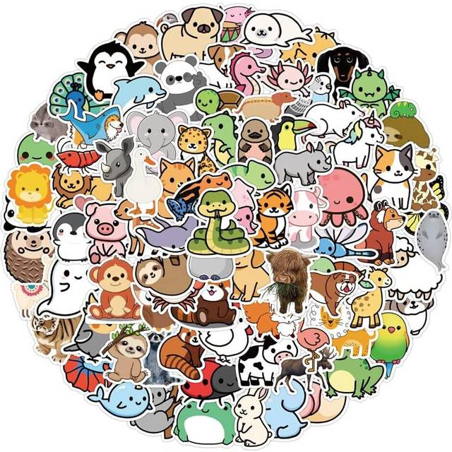 100 Pcs Cute Animal Stickers for Kids Waterproof Vinyl Stickers for Hydroflask, Phone, Skateboard, Laptop  Aesthetic Sticker Packs for Girls & Teens