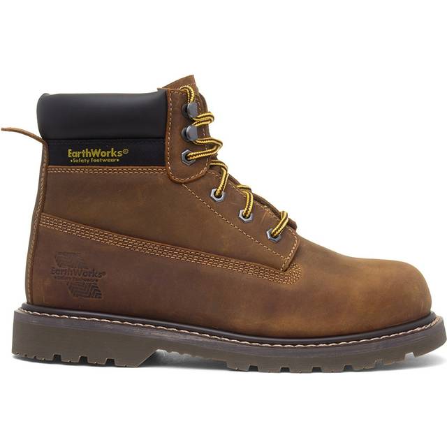 Earthworks mens safety footwear brown adults boots steel cap toe work ladder
