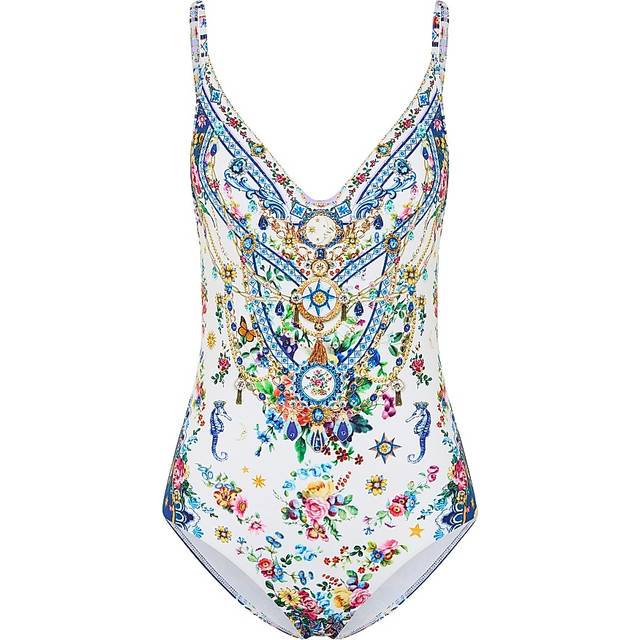 Tiles Darls Wired V-Neck One-Piece Swimsuit - TILES DARLS - Medium