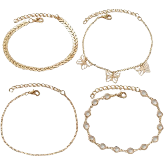 SHEIN 4pcs Butterfly Charm Anklet Copper Jewelry