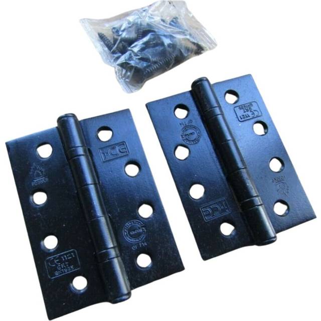 Pair of CE7 Fire Rated Butt Hinges Black by Ironmongery World