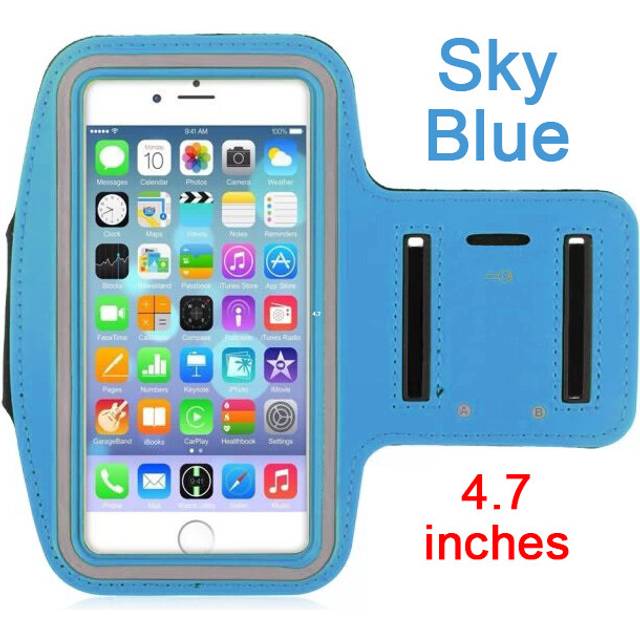 (sky blue 4.7 inch) Waterproof Brassard Running Gym Sport Armband Case Mobile Phone Arm Band Bag Holder for iPhone Smartphone on Hand