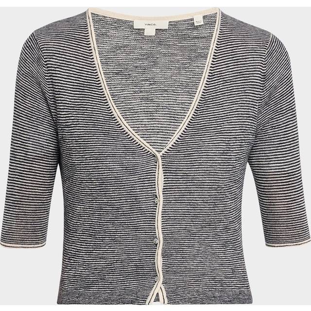Micro-Stripe V-Neck Cardigan - OFF WHITECOASTAL - XX-Small