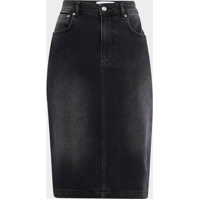 Knee-Length Denim Skirt - MULTI GREY - 27