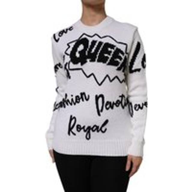 White Wool Knit Crew Neck Pullover Sweater - IT44 | L