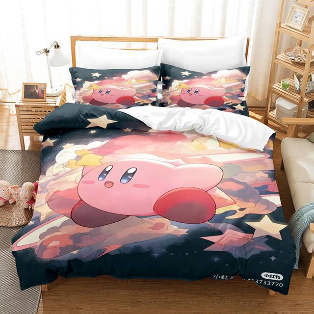 (Style 13, King(220X240CM/3PCS)) Kirby Stars Kids Bedding Single Double Duvet Cover