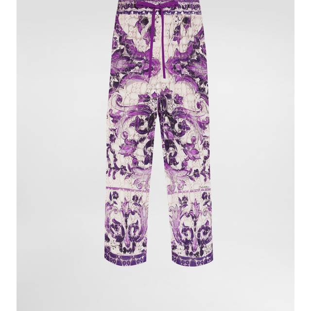 Dolce & Gabbana Majolica-print Crochet Lace Trousers - Woman Pants And Shorts Multicolor 46
