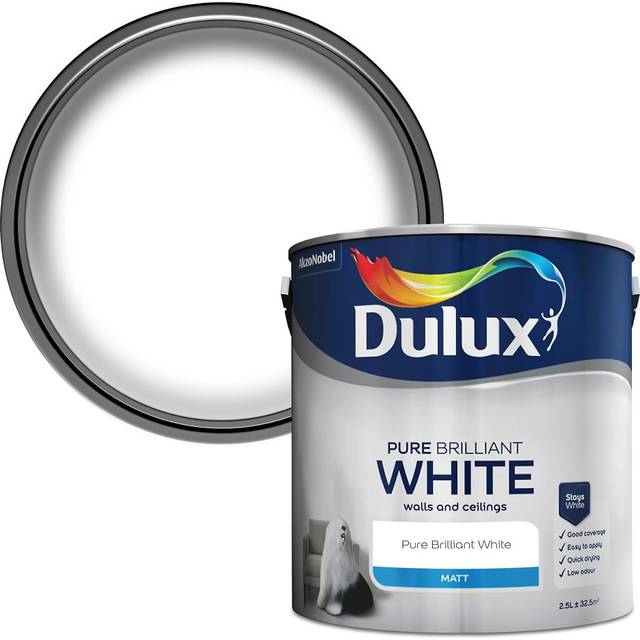 Dulux Walls & Ceilings Pure Brilliant White Matt Emulsion Paint 2.5L