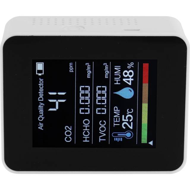Carbon Dioxide Co2 Hcho Detector Portable Air Quality Monitor Temperature Humidity Testerwhite