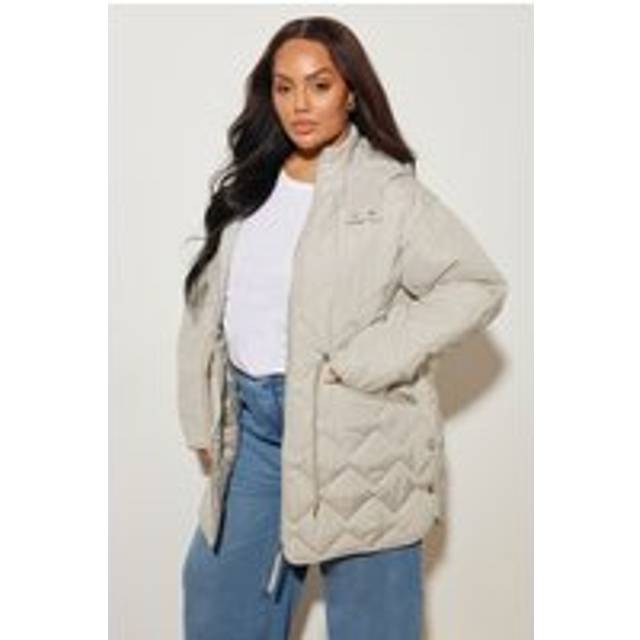 Yours Curve Ivory White Midi Quilted Padded Jacket, Women's Curve & Plus Size, Yours - 34-36