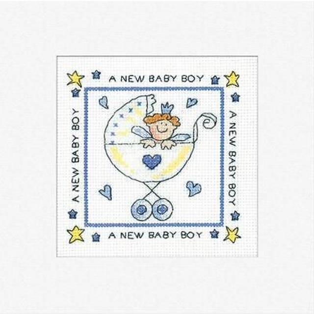 Baby boy card - 14ct cross stitch card kit (heritage crafts)