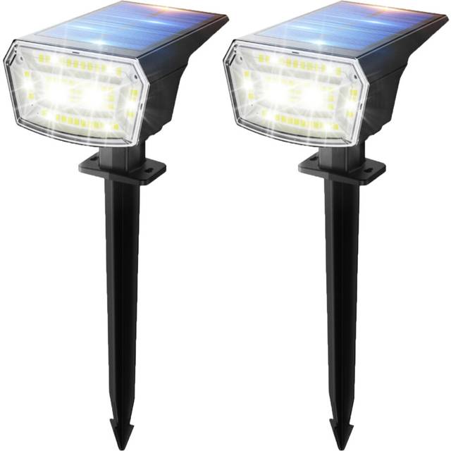 Solar Spot Lights Outdoor Garden - 59 LEDs Garden Lights Solar Powered, 6500K Cool White Light, 3 Brightness Levels Pathway Lighting IP65 Waterproof