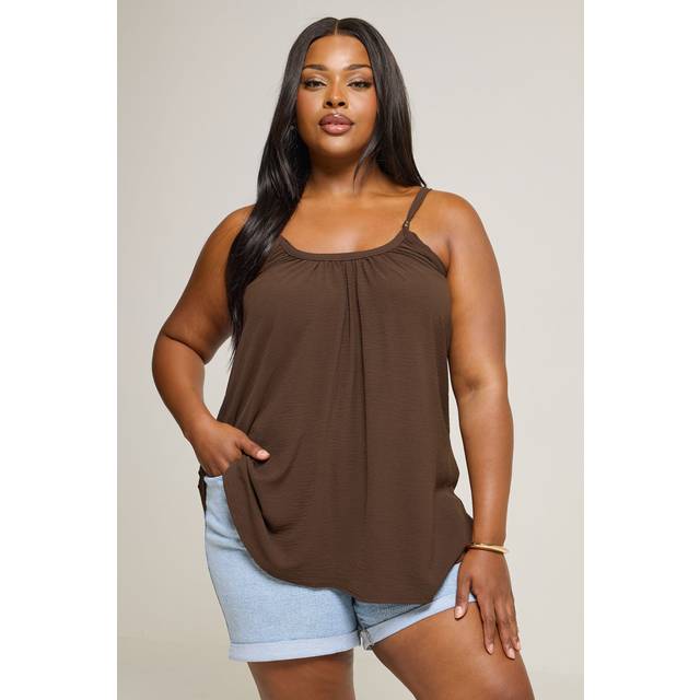 Yours Curve Chocolate Brown Crepe Cami Vest Top, Women's Curve & Plus Size, Yours - 18