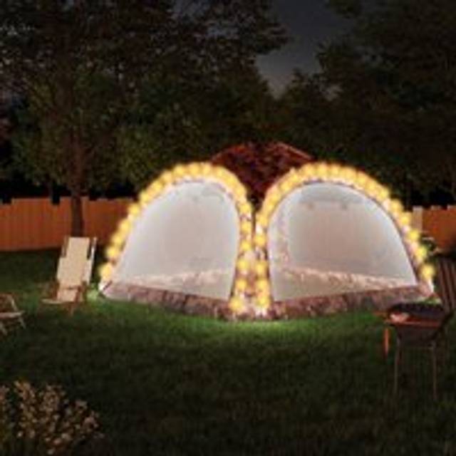 Party Tent with LED and 4 Sidewalls 3.6x3.6x2.3 m Camouflage - Red - One Size