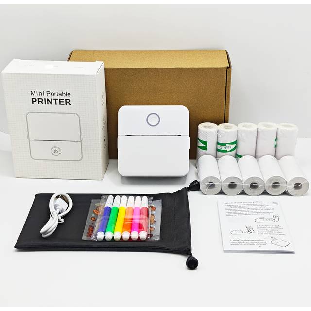 TEMU X6 With 10 Paper Rolls Wireless Mini Photo Thermal Printer, With Mobile App, Usb Charging, For Thermal Paper, For Photos And Notes, Office, Supermarket, / Phone Connection, Christmas Gift