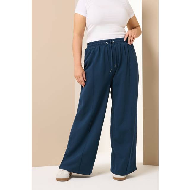 Yours Curve Navy Blue Wide Leg Joggers, Women's Curve & Plus Size, Yours - 14