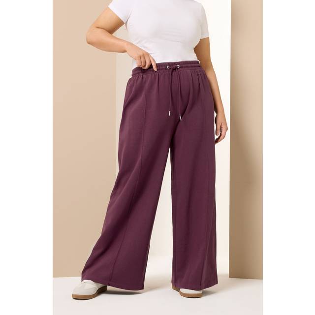 Yours Curve Burgundy Red Wide Leg Joggers, Women's Curve & Plus Size, Yours - 34-36