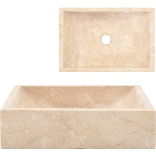 Sink 45x30x12 cm Marble High Gloss Cream Vidaxl