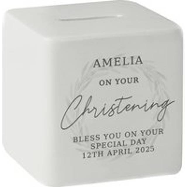 Personalised Christening Ceramic Square Money Box