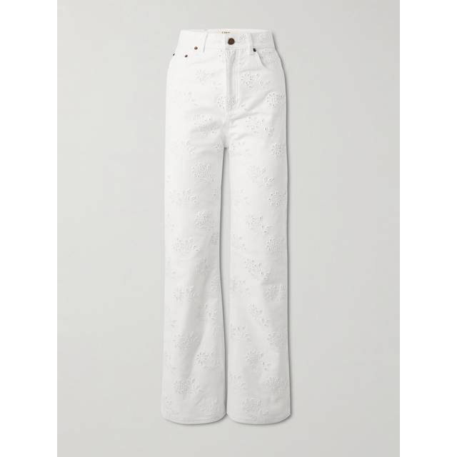 Chloé - High-rise Straight-leg Broderie Anglaise Organic Jeans - White - 29